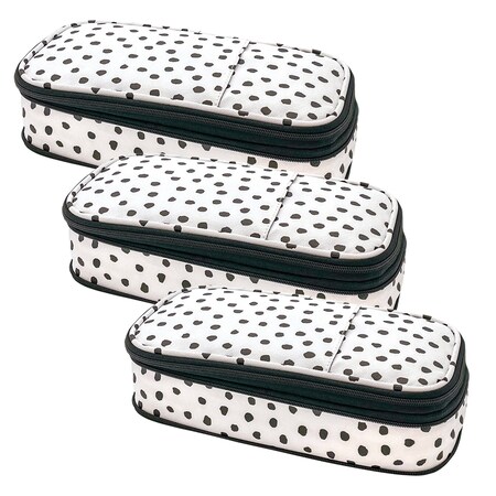 Teacher Created Resources Black Painted Dots on White Pencil Case, 3PK TCR6124